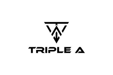 Naklejka premium Triangle shape archer arow head logo design typography text effect