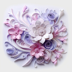 Colourful textured paper  flower design. Quill Craft 