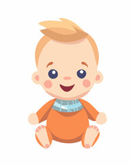 Vector isolated illustration of a baby boy on a white background.