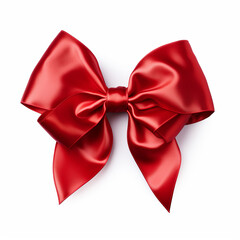 Fototapeta premium Realistic red party gift bow decoration against a white background