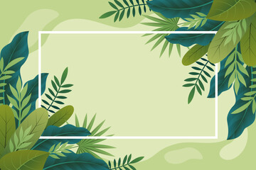 empty frame with tropical leaves