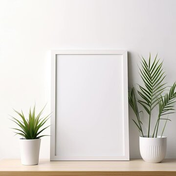 Video mockup picture frame blank template. Poster print wooden frame mock up. Wall art canvas showcase.