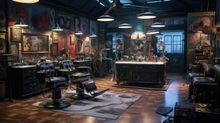 Modern interior of a tattoo studio
