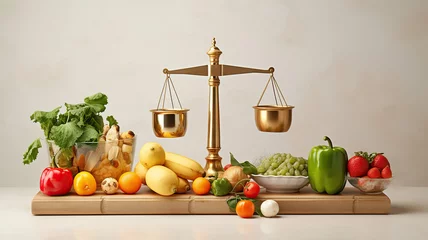 Poster A balanced diet and lifestyle, which includes meat, is carefully weighed to ensure balance © PRI