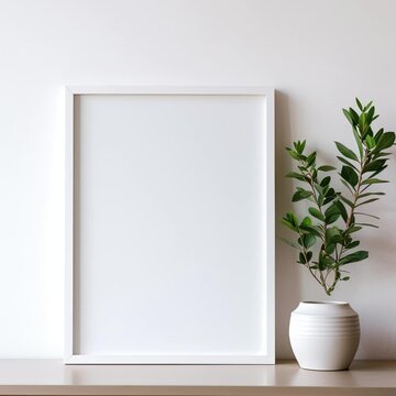 Video mockup picture frame blank template. Poster print wooden frame mock up. Wall art canvas showcase.