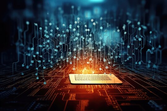 Secured cyber technology protects digital information from ransomware, phishing, and email threats. Photo generative AI