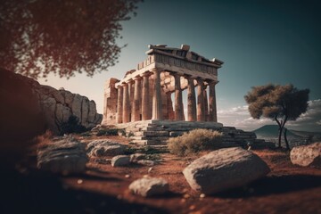 Obraz premium Ruins of an ancient Greek temple.