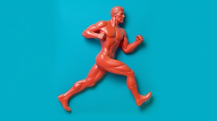 Fototapeta na wymiar 3D silhouette of a running man made of plasticine on a plain background Generative AI