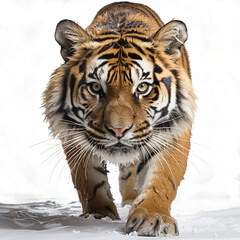 Fototapeta premium AI generated image of Ferocious tiger with bared fangs.PNG