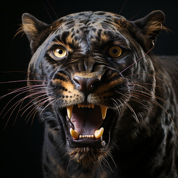 AI generated image of ferocious black panther.