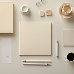 Clean Office Desk  With Paper And Coffee Cup