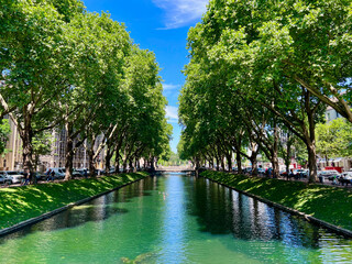 The Königsallee,  an urban boulevard in Düsseldorf, state capital of North Rhine-Westphalia, Germany.