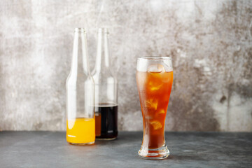 Spezi. German summer cocktail, mix of cola and citrus lemonade.