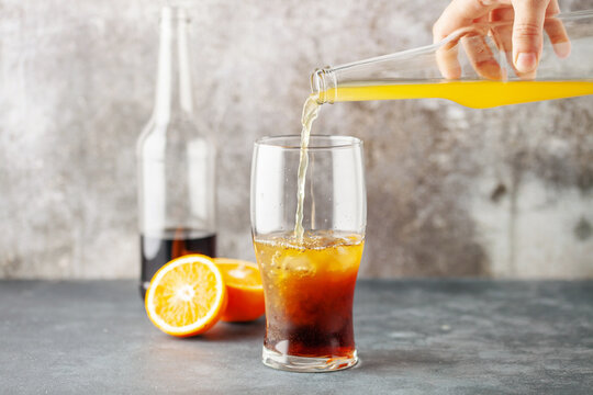 Spezi. German summer cocktail, mix of cola and citrus lemonade.