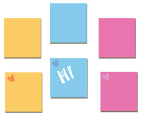 Sticky_note, heart shaped sticky note vector isolated.