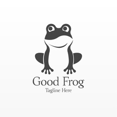 Frog logo design concept. Simple frog silhouette logo template. Animal logo template