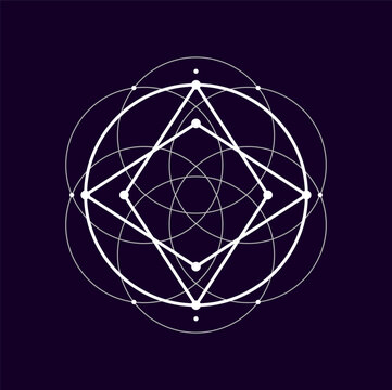Geometric sacred esoteric symbol isolated alchemy sacred sign. Vector mystical tribal masonic aztec mystic shape, magic circle