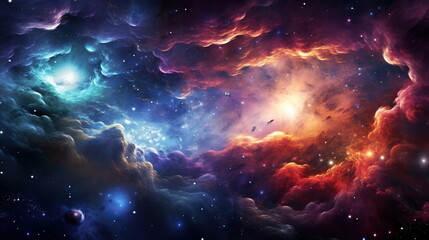 Obraz na płótnie Canvas Space-themed wallpapers. Symphony of celestial elements, combining bright colors and breathtaking scenes from distant galaxies.