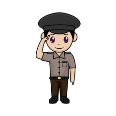 Vector male policeman with respectful pose