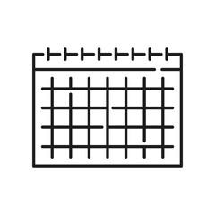 Wall calendar page, checkered paper sheet outline icon. Vector planning diary schedule agenda on spiral bind spring, paper doodle mockup