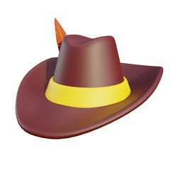 3D Bavarian Hat Isolated on Transparent Background