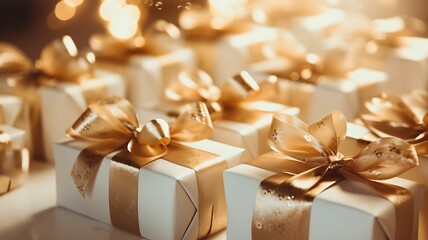 white and gold gift, white gift, luxury, golden ribbon, gold wrapping, bokeh, valentine's day, father's day, mother's day, christmas, birthday gift, fancy present, candles and baloons, 