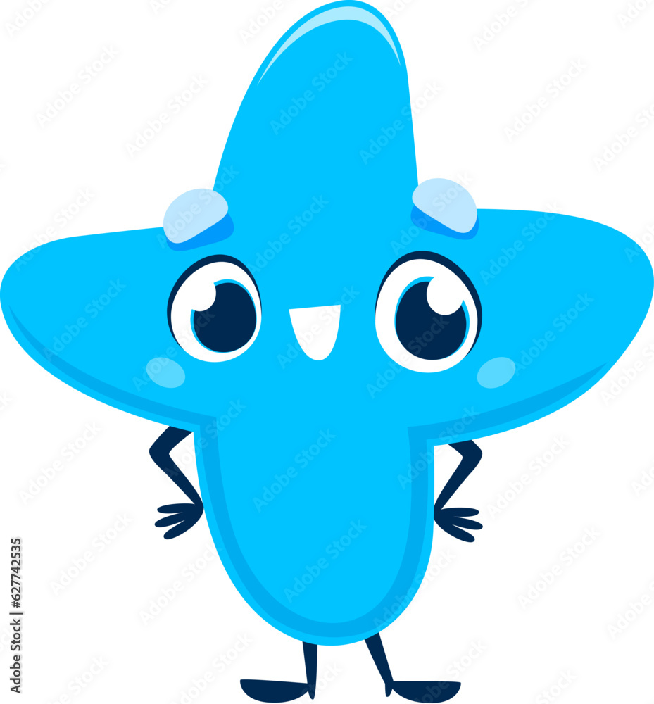 Poster Cartoon cute funny plus symbol character with big eyes and happy smile face. Isolated vector mathematics and arithmetic sign for addition equations and use in educational, and mathematical contexts
