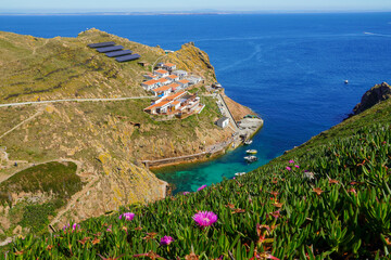 Berlenga island port. Small village with solar power. Porugal. High quality photo