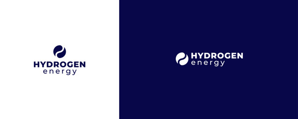Hydrogen H2 logo concept. Renewable eco energy. Production of green hydrogen energy. Renewable electricity source. Icon and sign. Vector Illustration eps10.