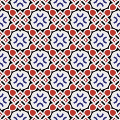 Geometric ornament in ethnic style.Seamless pattern with abstract  shapes, repeat tiles.Repeat design for fashion, textile design,  on wall paper, wrapping paper, fabrics and home decor.