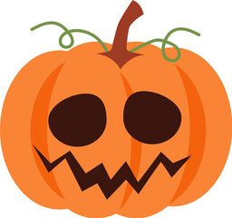 Halloween pumpkin with facial expression . PNG .