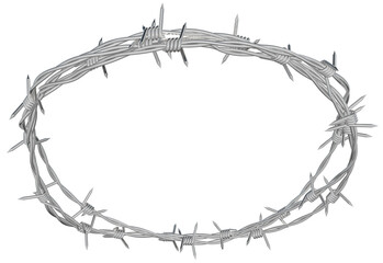 a 3d illustration of headband in which is created from barbed wire. - obrazy, fototapety, plakaty