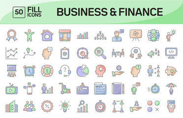 Business and Finance Awesome Color Outline Icons Pack Vol 2