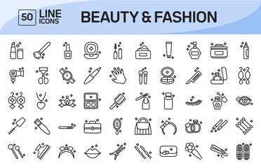 Beauty and Fashion Line Icons Pack Vol 2