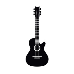 Fototapeta na wymiar Black blues guitar icon. Simple illustration of black blues guitar vector icon logo isolated on white background,acoustic guitar silhouette,electric guitar vektor ilustration.