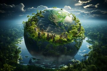Fototapeta premium round green earth,enviromental protection concept