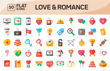 Love and Romance Flat Icons Pack Vol 1