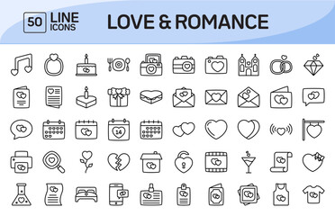 Fototapeta na wymiar Love and Romance Line Icons Pack Vol 2