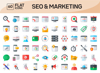 Seo and Marketing Flat Icons Pack Vol 1