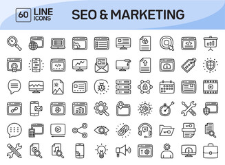 Fototapeta na wymiar Seo and Marketing Line Icons Pack Vol 1