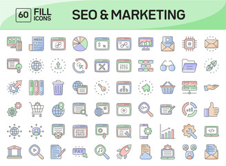 Seo and Marketing Awesome Color Outline Icons Pack Vol 2