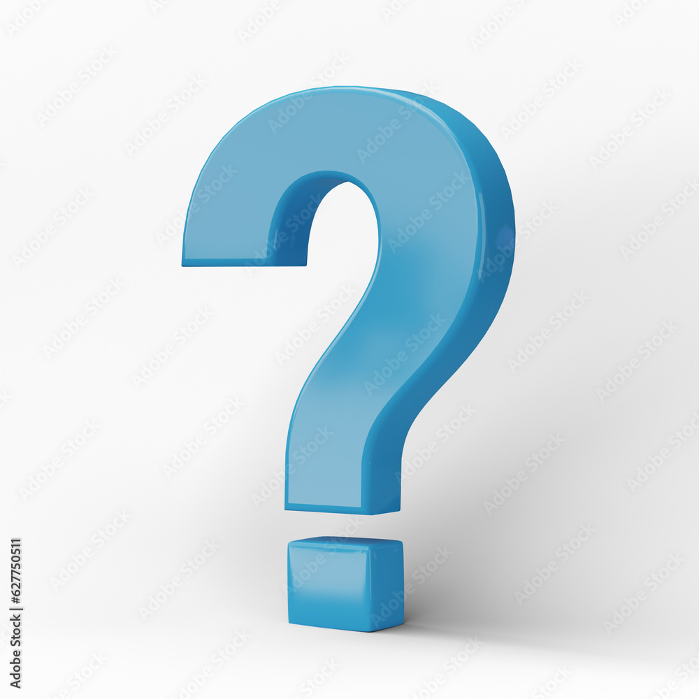 Fototapete 3d question mark icon or ask faq answer solution isolated on transparent background png file.