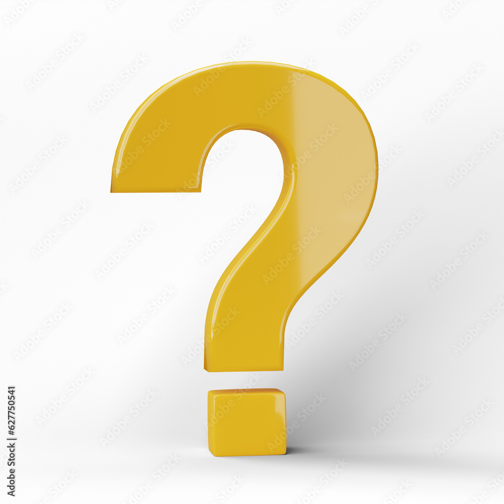 Poster 3d question mark icon or ask faq answer solution isolated on transparent background png file.