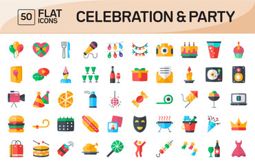 Celebration and Party Flat Icons Pack Vol 1