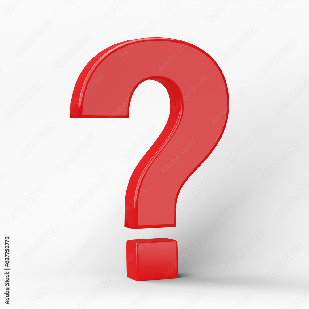 Poster 3d question mark icon or ask faq answer solution isolated on transparent background png file.