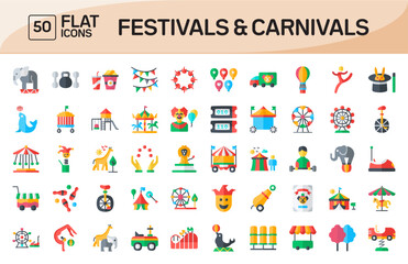 Festivals and Carnivals Flat Icons Pack Vol 1