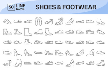 Shoes and Footwear Line Icons Pack Vol 1