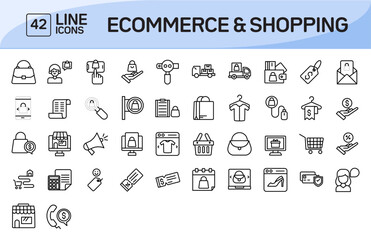 Ecommerce and Shopping Line Icons Pack Vol 2