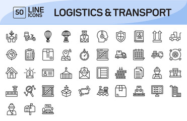 Logistics and Transport Line Icons Pack Vol 1