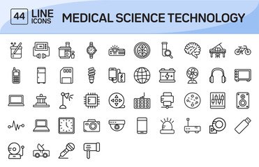 Medical Science Technology Line Icons Pack Vol 1